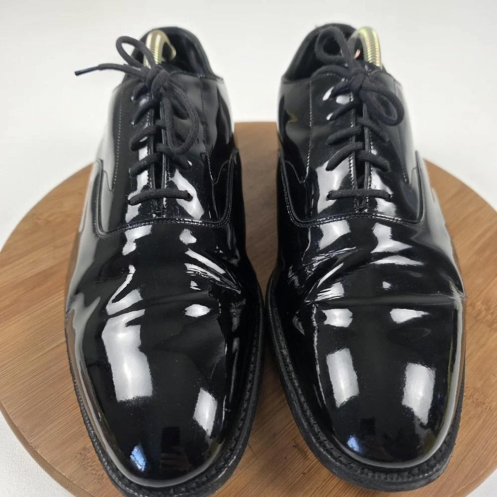 Brooks Brothers Peal & Co Shoes Mens Size 11.5 D Black Patent Oxford Dress